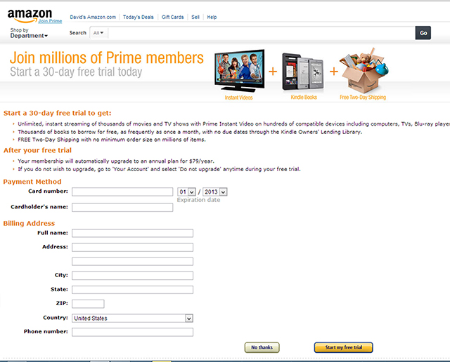 amazon prime free trial